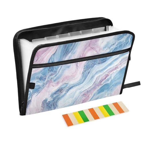 Dokumentenmappe, Marmor-Textur, 13 Taschen, A4, Briefgröße mit Reißverschluss, für Business, erweiterbare Aktenhüllen, Blush und Hellblau Dokumentenmappe, Marmor-Textur, 13 Taschen, A4, Briefgröße mit Reißverschluss, für Business, erweiterbare Aktenhüllen, Blush und Hellblau von SyXIOP