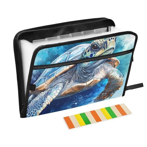 Dokumentenmappe, Motiv: Fierce Turtle Reptilien, Blau, 13 Taschen, A4, Briefgröße mit Reißverschluss, für Business Organizer, Aktenordner para guardar Dokumentenmappe, Motiv: Fierce Turtle Reptilien, Blau, 13 Taschen, A4, Briefgröße mit Reißverschluss, für Business Organizer, Aktenordner para guardar von SyXIOP