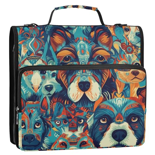 Dokumentenmappe im Boho-Stil, 3 Ringe, 3,8 cm, Büroordner mit Griff, mehrere Fächer, Aufbewahrungstasche für Mittelschule, Cartera Portátil von SyXIOP