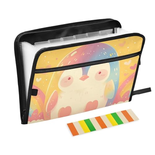 Dokumentenmappe mit Cartoon-Motiv in Regenbogenfarben, 13 Fächer, A4, Briefform, mit Reißverschluss, für Bürobedarf, breite Aktenordner Dokumentenmappe mit Cartoon-Motiv in Regenbogenfarben, 13 Fächer, A4, Briefform, mit Reißverschluss, für Bürobedarf, breite Aktenordner von SyXIOP