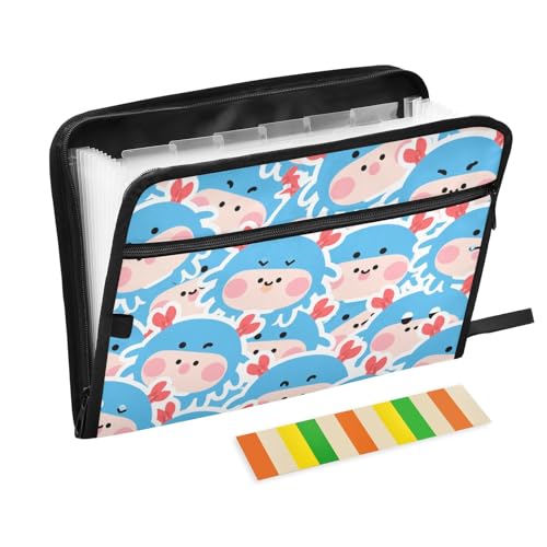 Dokumentenmappe mit Reißverschluss, 13 Fächer, A4, Briefgröße mit Reißverschluss, für Büro, Papier-Organizer, Ordner, Para-Guardar-Dokumente, Cartoon-Motiv, Blau Dokumentenmappe mit Reißverschluss, 13 Fächer, A4, Briefgröße mit Reißverschluss, für Büro, Papier-Organizer, Ordner, Para-Guardar-Dokumente, Cartoon-Motiv, Blau von SyXIOP