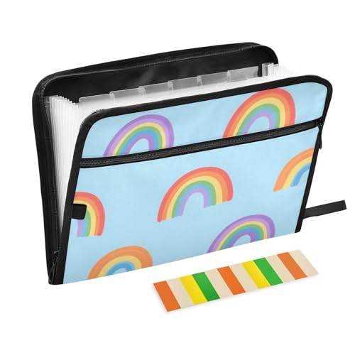 Dokumentenmappe mit Taschen, 13 Fächer, A4, Briefgröße mit Reißverschluss, für Akkordeon-Akkordeon-Aktenordner, Cartoon-Motiv, Regenbogenblau Dokumentenmappe mit Taschen, 13 Fächer, A4, Briefgröße mit Reißverschluss, für Akkordeon-Akkordeon-Aktenordner, Cartoon-Motiv, Regenbogenblau von SyXIOP