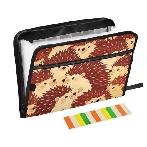 Dokumentenmappe mit niedlichem Cartoon-Igel, 13 Taschen, A4, Briefgröße mit Reißverschluss, für Bürobedarf, Fächermappe Dokumentenmappe mit niedlichem Cartoon-Igel, 13 Taschen, A4, Briefgröße mit Reißverschluss, für Bürobedarf, Fächermappe von SyXIOP