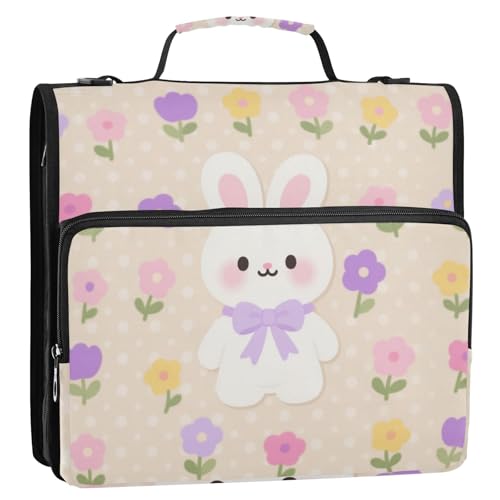 Dokumentenmappe mit niedlichem Cartoon-Motiv, 3 Ringe, 3,8 cm, Reißverschluss, Organizer mit Gurt, Dokumentenordner, Organizer für Schule und Büro, Carpeta del organizador von SyXIOP