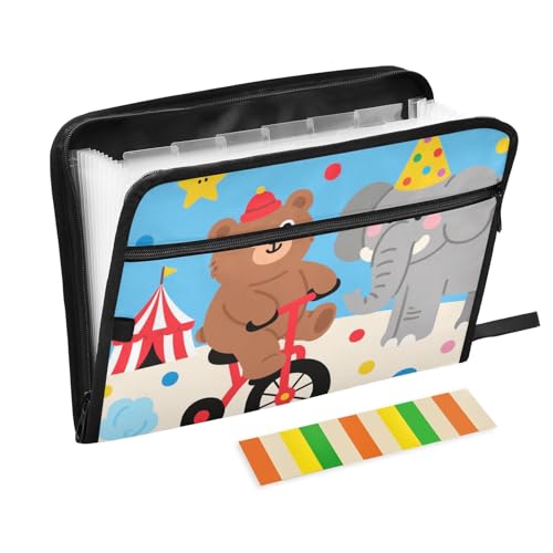 Dokumentenmappe mit niedlichem Cartoon- und buntem Zoo, 13 Taschen, A4, Briefgröße mit Reißverschluss, für Büro, Organizer, Aktenordner, Carpetas de Dokumentenmappe mit niedlichem Cartoon- und buntem Zoo, 13 Taschen, A4, Briefgröße mit Reißverschluss, für Büro, Organizer, Aktenordner, Carpetas de von SyXIOP