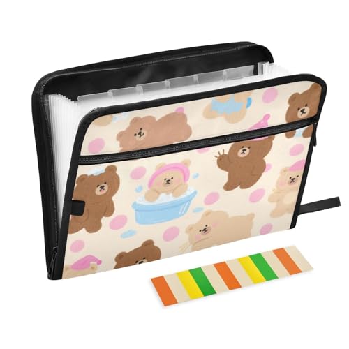 Dokumentenmappe mit niedlichem Teddybär-Design, 13 Taschen, A4, Briefgröße mit Reißverschluss, für Dokumentenaufbewahrung, erweiterbarer Aktenordner mit Etiketten, für Para Guardar Documentos Dokumentenmappe mit niedlichem Teddybär-Design, 13 Taschen, A4, Briefgröße mit Reißverschluss, für Dokumentenaufbewahrung, erweiterbarer Aktenordner mit Etiketten, für Para Guardar Documentos von SyXIOP