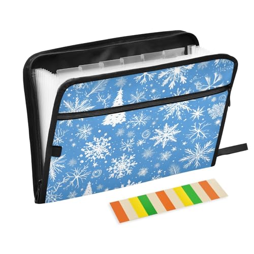 Dokumentenmappe mit weihnachtlichen Schneeflocken, erweiterbar, 13 Fächer, A4, Briefgröße mit Reißverschluss, für Bürobedarf, Erweiterungsmappe Carpeta de Dokumentenmappe mit weihnachtlichen Schneeflocken, erweiterbar, 13 Fächer, A4, Briefgröße mit Reißverschluss, für Bürobedarf, Erweiterungsmappe Carpeta de von SyXIOP