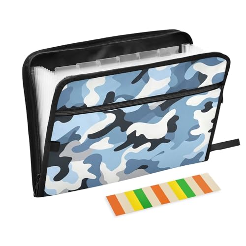 Dokumentenmappen, A4, Briefgröße, mit Reißverschluss, für Bürobedarf, Papier-Organizer, Mappe, Tarnmuster, Blau Dokumentenmappen, A4, Briefgröße, mit Reißverschluss, für Bürobedarf, Papier-Organizer, Mappe, Tarnmuster, Blau von SyXIOP