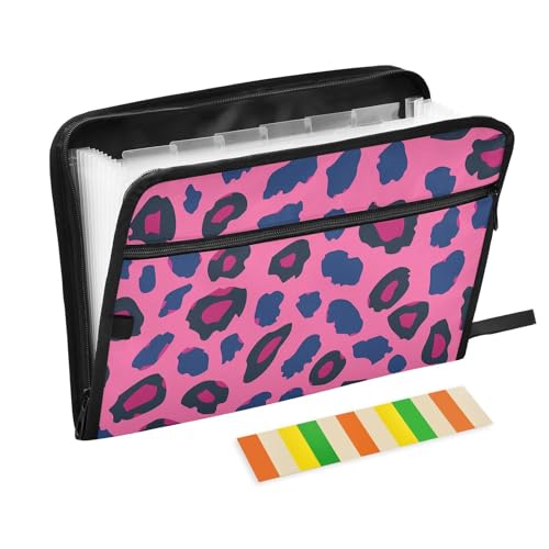 Expando Aktenordner, Leopardenmuster, 13 Taschen, A4, Briefgröße mit Reißverschluss, für Bürobedarf, Ordner mit Trennwänden, Pfirsichfarben Expando Aktenordner, Leopardenmuster, 13 Taschen, A4, Briefgröße mit Reißverschluss, für Bürobedarf, Ordner mit Trennwänden, Pfirsichfarben von SyXIOP