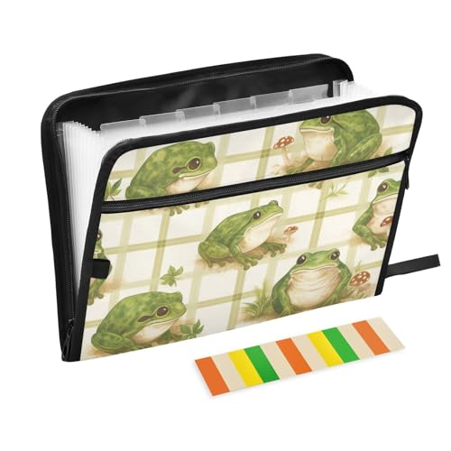 Fächermappe, Frosch, 13 Fächer, A4, Briefgröße mit Reißverschluss, für Bürobedarf, Ordner, mit Taschen-Organizer Fächermappe, Frosch, 13 Fächer, A4, Briefgröße mit Reißverschluss, für Bürobedarf, Ordner, mit Taschen-Organizer von SyXIOP