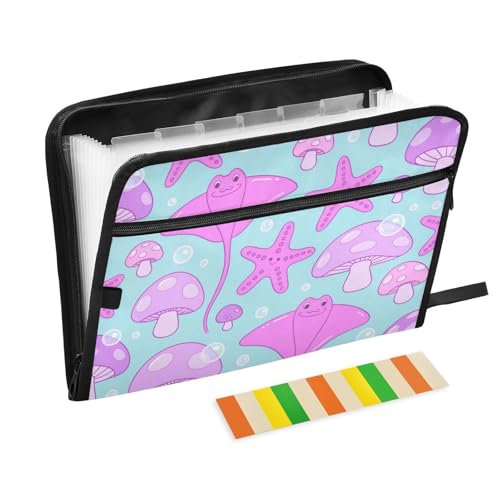 Fächermappe, Motiv: Ozeantiere, Seestern, Violett, Rosa, 13 Fächer, A4, Briefgröße mit Reißverschluss, für Business, Kunststoff, Fächermappe, Carpeta de Fächermappe, Motiv: Ozeantiere, Seestern, Violett, Rosa, 13 Fächer, A4, Briefgröße mit Reißverschluss, für Business, Kunststoff, Fächermappe, Carpeta de von SyXIOP