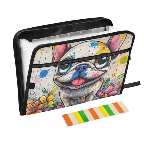 Fächermappe Französische Bulldogge, 13 Fächer, A4, Briefgröße mit Reißverschluss, für Büro, erweiterbare Hängemappen, Para Guardar Documentos Fächermappe Französische Bulldogge, 13 Fächer, A4, Briefgröße mit Reißverschluss, für Büro, erweiterbare Hängemappen, Para Guardar Documentos von SyXIOP