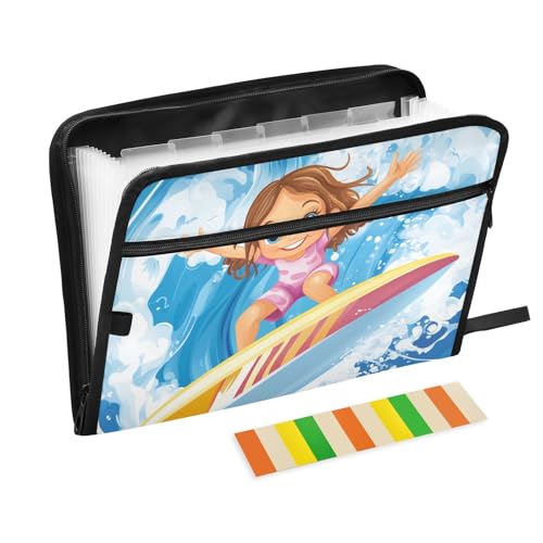 Fächermappe Surfing Cute Blue Sea mit 13 Fächern, A4, Briefgröße mit Reißverschluss, für Bürobedarf, Bürobedarf, Ordner para guardar documentos Fächermappe Surfing Cute Blue Sea mit 13 Fächern, A4, Briefgröße mit Reißverschluss, für Bürobedarf, Bürobedarf, Ordner para guardar documentos von SyXIOP