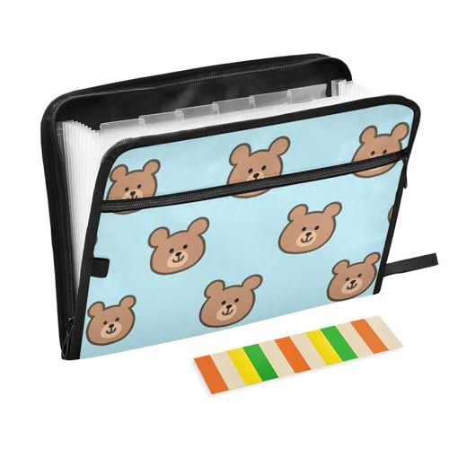 Fächermappe aus Kunststoff mit Cartoon-Bär-Motiv, 13 Fächer, A4, Briefgröße mit Reißverschluss, für Zuhause, Büro, erweiterbarer Aktenordner, Organizer, Carpetas de Fächermappe aus Kunststoff mit Cartoon-Bär-Motiv, 13 Fächer, A4, Briefgröße mit Reißverschluss, für Zuhause, Büro, erweiterbarer Aktenordner, Organizer, Carpetas de von SyXIOP