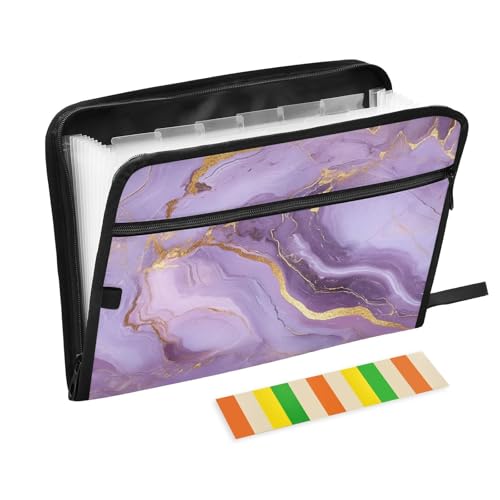 Fächermappe aus Marmorstein, 13 Fächer, A4, Briefgröße mit Reißverschluss, für Papiere, Aktenhalter, Violett / goldfarben Fächermappe aus Marmorstein, 13 Fächer, A4, Briefgröße mit Reißverschluss, für Papiere, Aktenhalter, Violett / goldfarben von SyXIOP