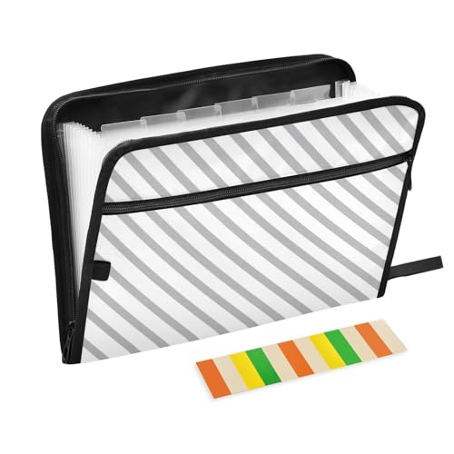 Fächermappe aus Papier, A4, mit Reißverschluss, für Zuhause, Büro, Aktenhalter, Grau gestreift, 13 Fächer, A4 Fächermappe aus Papier, A4, mit Reißverschluss, für Zuhause, Büro, Aktenhalter, Grau gestreift, 13 Fächer, A4 von SyXIOP