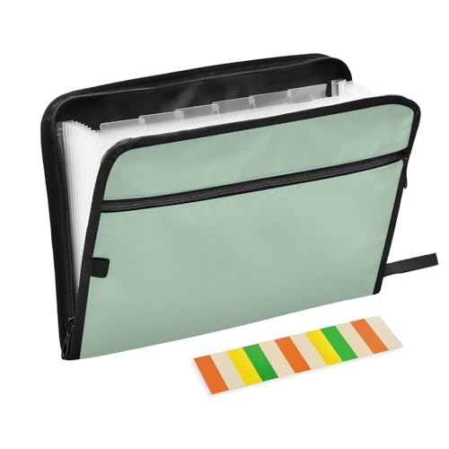 Fächermappe mit 13 Fächern, A4, Briefgröße mit Reißverschluss, für Bürobedarf, Ordner, Organizer mit Taschen, Avocado-Grün Fächermappe mit 13 Fächern, A4, Briefgröße mit Reißverschluss, für Bürobedarf, Ordner, Organizer mit Taschen, Avocado-Grün von SyXIOP