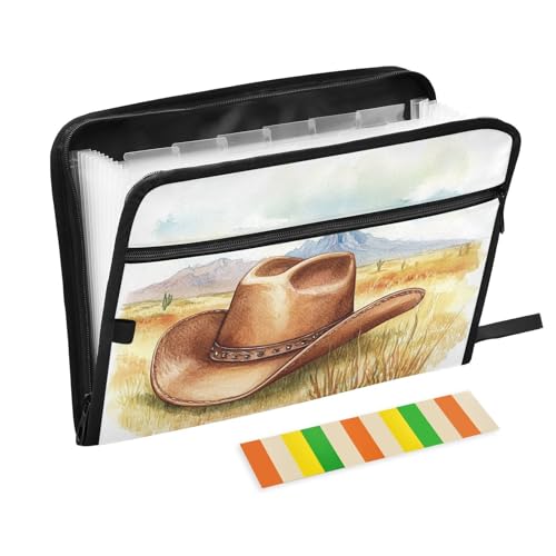 Fächermappe mit Western-Cowboyhut, erweiterbar, 13 Fächer, A4, Briefgröße mit Reißverschluss, für Zuhause, Büro, Fächermappe Fächermappe mit Western-Cowboyhut, erweiterbar, 13 Fächer, A4, Briefgröße mit Reißverschluss, für Zuhause, Büro, Fächermappe von SyXIOP