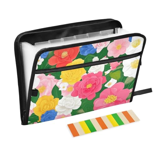 Fächermappe mit bunten und schönen Blumen, 13 Fächer, A4, Briefgröße mit Reißverschluss, für Bürobedarf, zum Aufhängen, erweiterbare Mappe, Para-Guardar-Dokumente Fächermappe mit bunten und schönen Blumen, 13 Fächer, A4, Briefgröße mit Reißverschluss, für Bürobedarf, zum Aufhängen, erweiterbare Mappe, Para-Guardar-Dokumente von SyXIOP