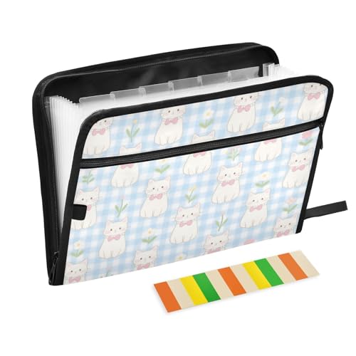 Fächermappe mit niedlichem Cartoon-Katzenmotiv, Kunststoff, 13 Fächer, A4, Briefgröße mit Reißverschluss, für Büro, Erweiterungsmappe Fächermappe mit niedlichem Cartoon-Katzenmotiv, Kunststoff, 13 Fächer, A4, Briefgröße mit Reißverschluss, für Büro, Erweiterungsmappe von SyXIOP