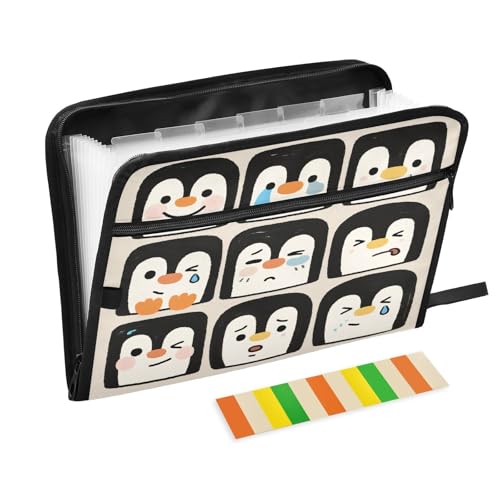 Fächermappe mit niedlichem Cartoon-Pinguin-Motiv, 13 Fächer, A4, Briefgröße mit Reißverschluss, für Zuhause, Büro, Papier, Fächermappe Fächermappe mit niedlichem Cartoon-Pinguin-Motiv, 13 Fächer, A4, Briefgröße mit Reißverschluss, für Zuhause, Büro, Papier, Fächermappe von SyXIOP
