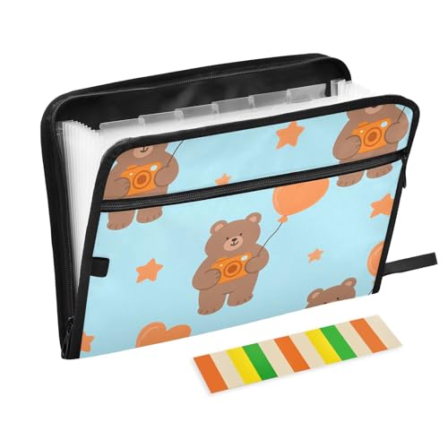 Fächermappe mit süßem Braunbär, 13 Fächer, A4, Briefgröße mit Reißverschluss, für Büro, Fächermappe mit Etiketten, Para Guardar Fächermappe mit süßem Braunbär, 13 Fächer, A4, Briefgröße mit Reißverschluss, für Büro, Fächermappe mit Etiketten, Para Guardar von SyXIOP