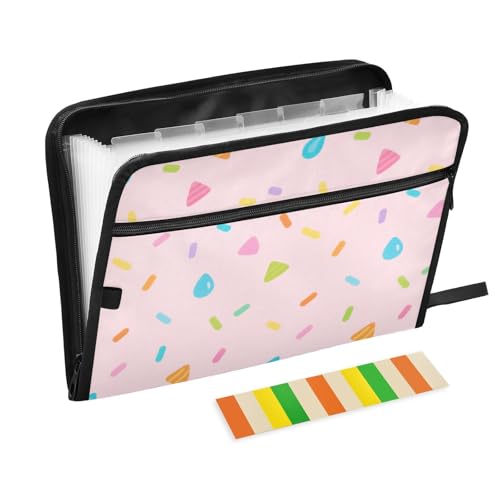 Fächermappen, A4, mit Reißverschluss, für Büro, Quittungen, Organizer, 13 Fächer, Cartoon-Motiv, Rosa Fächermappen, A4, mit Reißverschluss, für Büro, Quittungen, Organizer, 13 Fächer, Cartoon-Motiv, Rosa von SyXIOP