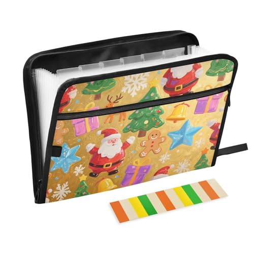 Frohe Weihnachten, roter Weihnachtsmann, erweiterbarer Ordner, 13 Taschen, A4, Briefgröße mit Reißverschluss, für große Geschäftsmappen, Carpetas de Frohe Weihnachten, roter Weihnachtsmann, erweiterbarer Ordner, 13 Taschen, A4, Briefgröße mit Reißverschluss, für große Geschäftsmappen, Carpetas de von SyXIOP