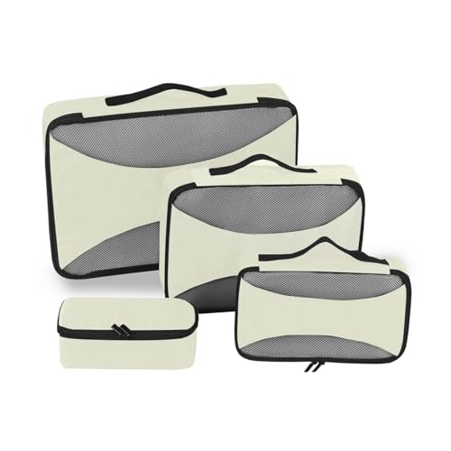 Gelbes 4-teiliges Reisegepäck-Organizer-Set, Netzstoff, Reiseutensilien, erweiterbare Reisewürfel zum Verpacken von SyXIOP