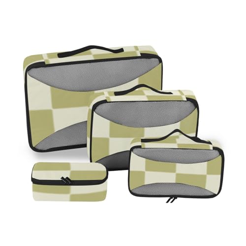 Gepäck-Organizer-Taschen, 4-teiliges Set, aus Netzstoff, Reiseutensilien, erweiterbare Würfel für Wickeltasche, Khaki / Beige von SyXIOP