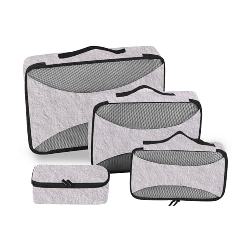 Graues 4-teiliges Reisegepäck-Organizer-Set, Netzstoff, tragbare Packwürfel für Koffer von SyXIOP