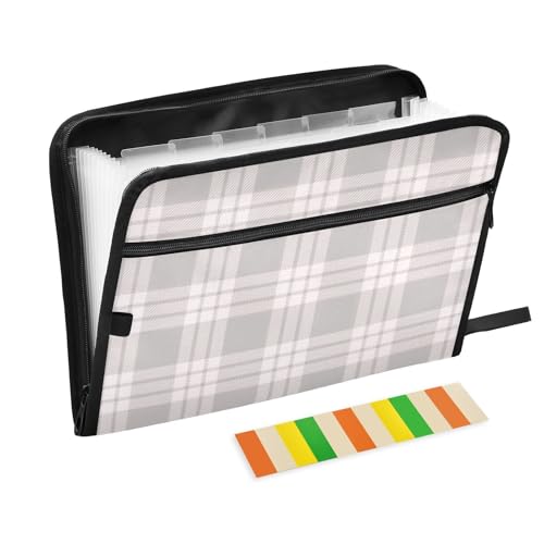 Graues Karomuster, erweiterbarer Ordner mit Trennwänden, 13 Taschen, A4, Briefgröße mit Reißverschluss, für Zuhause, Büro, erweiterbarer Ordner mit Trennwänden, Carpetas de Graues Karomuster, erweiterbarer Ordner mit Trennwänden, 13 Taschen, A4, Briefgröße mit Reißverschluss, für Zuhause, Büro, erweiterbarer Ordner mit Trennwänden, Carpetas de von SyXIOP