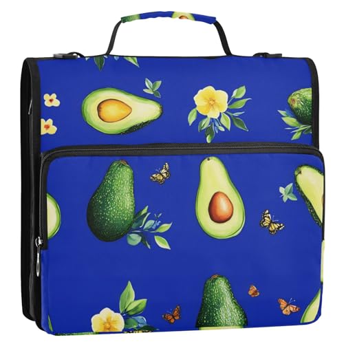 Green Avocado Ringbuch mit 3 Ringen, Reißverschluss, mit Schultergurt, mehrere Taschen, Reißverschluss, Portfolio für Schule und Büro, Clip de cremallera escolar Green Avocado Ringbuch mit 3 Ringen, Reißverschluss, mit Schultergurt, mehrere Taschen, Reißverschluss, Portfolio für Schule und Büro, Clip de cremallera escolar von SyXIOP