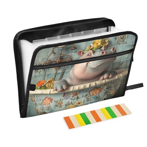 Hippo Hängeregistraturmappe im Vintage-Stil, 13 Taschen, A4, Briefgröße mit Reißverschluss, für Zuhause, Büro, Reisen, Aktenordner Hippo Hängeregistraturmappe im Vintage-Stil, 13 Taschen, A4, Briefgröße mit Reißverschluss, für Zuhause, Büro, Reisen, Aktenordner von SyXIOP