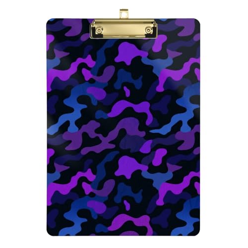 Klemmbrett, A4, Mini-Klemmbrett, niedlich, wasserdicht, für das erste Jahr, Lehrer, Größe 22,9 x 30,5 cm, Camouflage-Muster, Violett / Schwarz / Blau Klemmbrett, A4, Mini-Klemmbrett, niedlich, wasserdicht, für das erste Jahr, Lehrer, Größe 22,9 x 30,5 cm, Camouflage-Muster, Violett / Schwarz / Blau von SyXIOP