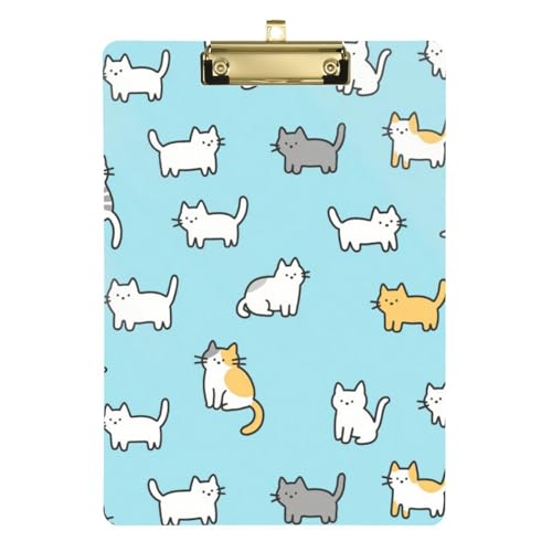 Klemmbrett mit Cartoon-Katze, A4, Physiotherapie, farbige Klemmbretter, Acryl, niedlich, für Schüler, Mädchen, Kinder, Lehrer, Klemmbrett, Größe 22,9 x 30,5 cm Klemmbrett mit Cartoon-Katze, A4, Physiotherapie, farbige Klemmbretter, Acryl, niedlich, für Schüler, Mädchen, Kinder, Lehrer, Klemmbrett, Größe 22,9 x 30,5 cm von SyXIOP