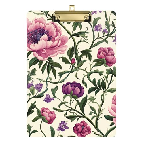 Klemmbrett mit Vintage-Blumen, grüne Blätter, A4, Portfolio, Klemmbretter für Mädchen, transparent, für Hausaufgaben, Kindergröße, 22,9 x 30,5 cm Klemmbrett mit Vintage-Blumen, grüne Blätter, A4, Portfolio, Klemmbretter für Mädchen, transparent, für Hausaufgaben, Kindergröße, 22,9 x 30,5 cm von SyXIOP