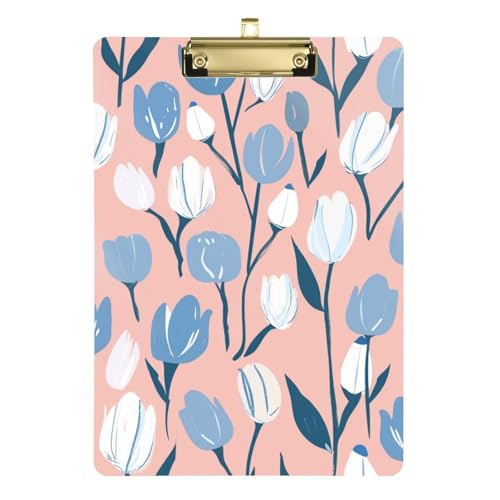 Klemmbretter aus Kunststoff in Blau und Weiß, Tulpen, Pastellfarben, A4, Klemmbrett, Klemmen, Kunststoff für Lehrer, Muss für Klassenzimmer, Grundschule, Größe 22,9 x 30,5 cm Klemmbretter aus Kunststoff in Blau und Weiß, Tulpen, Pastellfarben, A4, Klemmbrett, Klemmen, Kunststoff für Lehrer, Muss für Klassenzimmer, Grundschule, Größe 22,9 x 30,5 cm von SyXIOP