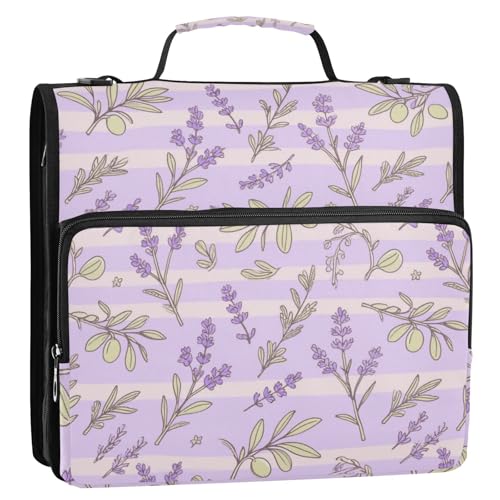 Lovely Lavender Olive Purple Stripe 3 Rings Organizer Binder with Handle Laege Capacity Documents Files Storage Bag for Middle School Encuadernador de Cartera von SyXIOP