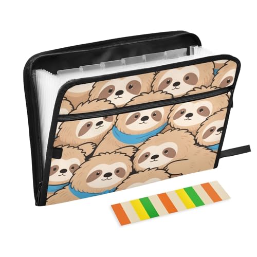 Mappe mit niedlichem Cartoon-Faultier, Beige, mit Etiketten, 13 Taschen, A4, Briefgröße mit Reißverschluss, für Bürobedarf, Bürobedarf, Ordner para guardar documentos Mappe mit niedlichem Cartoon-Faultier, Beige, mit Etiketten, 13 Taschen, A4, Briefgröße mit Reißverschluss, für Bürobedarf, Bürobedarf, Ordner para guardar documentos von SyXIOP