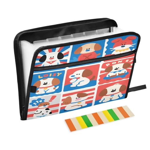 Mappe mit niedlichem Cartoon-Hundemotiv, mit Tasche, 13 Taschen, A4, Briefgröße mit Reißverschluss, für Bürobedarf, erweiterbare Hängemappen, Para Guardar Mappe mit niedlichem Cartoon-Hundemotiv, mit Tasche, 13 Taschen, A4, Briefgröße mit Reißverschluss, für Bürobedarf, erweiterbare Hängemappen, Para Guardar von SyXIOP
