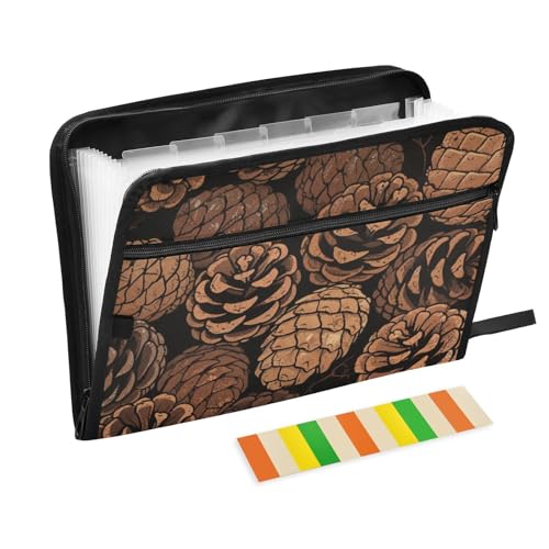 Niedliche Cartoon-Tannenzapfen, Herbst-Aktenordner mit Taschen, 13 Taschen, A4, Briefgröße mit Reißverschluss, für Büro, Hängemappen, Ordner, Organizer Niedliche Cartoon-Tannenzapfen, Herbst-Aktenordner mit Taschen, 13 Taschen, A4, Briefgröße mit Reißverschluss, für Büro, Hängemappen, Ordner, Organizer von SyXIOP