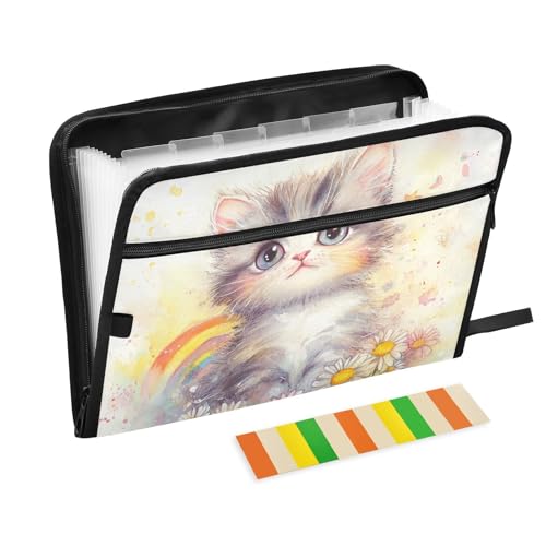 Niedliche gezeichnete Katzenblüte, mehrere Taschen, A4, Briefgröße mit Reißverschluss, für Zuhause, Büro, Ordner, Aktenordner, Carpetas de Niedliche gezeichnete Katzenblüte, mehrere Taschen, A4, Briefgröße mit Reißverschluss, für Zuhause, Büro, Ordner, Aktenordner, Carpetas de von SyXIOP