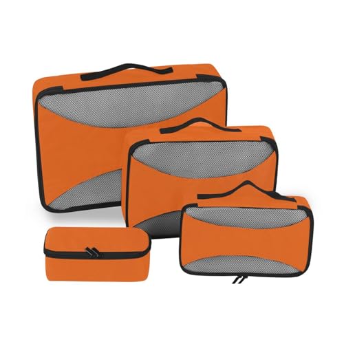 Orange (Farbe) 4-teiliges Set Gepäck-Organizer-Taschen aus Netzstoff, Reiseutensilien, tragbares Set, Kompressionsverpackung von SyXIOP