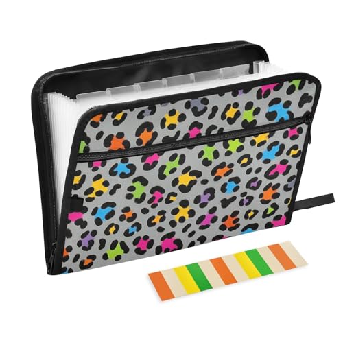 Ordner mit Taschen, 13 Taschen, A4, Briefgröße mit Reißverschluss, für Bürobedarf, Aktenordner mit Taschen, Leopardenmuster, Grau Ordner mit Taschen, 13 Taschen, A4, Briefgröße mit Reißverschluss, für Bürobedarf, Aktenordner mit Taschen, Leopardenmuster, Grau von SyXIOP