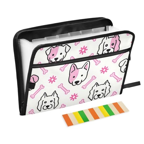 Organisationsmappe mit niedlichem Hundeknochen und Blumen, 13 Taschen, A4, Briefgröße mit Reißverschluss, für Bürobedarf, Akkordeon, Dokumentenmappe, erweiterbar, Rosa Organisationsmappe mit niedlichem Hundeknochen und Blumen, 13 Taschen, A4, Briefgröße mit Reißverschluss, für Bürobedarf, Akkordeon, Dokumentenmappe, erweiterbar, Rosa von SyXIOP