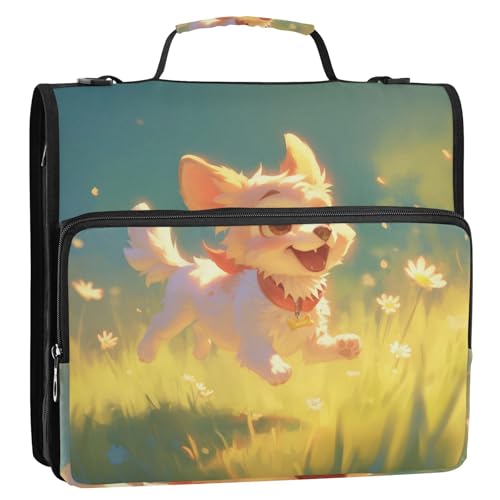 Organizer mit 3 Ringen, Cartoon-Motiv, niedlicher weißer Hund, mit Schultergurt und Griff, für Dokumente, Akten, Aufbewahrungstasche für Schule, Paquete de gestión de documentos Organizer mit 3 Ringen, Cartoon-Motiv, niedlicher weißer Hund, mit Schultergurt und Griff, für Dokumente, Akten, Aufbewahrungstasche für Schule, Paquete de gestión de documentos von SyXIOP