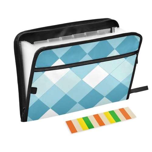 Organizer mit Karomuster, 13 Taschen, A4, Briefgröße mit Reißverschluss, für Papiere, erweiterbarer Aktenordner, Organizer Organizer mit Karomuster, 13 Taschen, A4, Briefgröße mit Reißverschluss, für Papiere, erweiterbarer Aktenordner, Organizer von SyXIOP