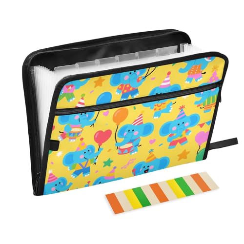 Organizer mit niedlichem Cartoon-Elefant, mit Tasche, 13 Taschen, A4, Briefgröße mit Reißverschluss, für Bürobedarf, Aktenaufbewahrung, Organizer, para guardar Organizer mit niedlichem Cartoon-Elefant, mit Tasche, 13 Taschen, A4, Briefgröße mit Reißverschluss, für Bürobedarf, Aktenaufbewahrung, Organizer, para guardar von SyXIOP