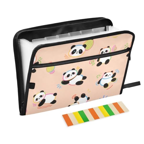 Papier-Organizer, Cartoon-Panda, 13 Taschen, A4, Briefgröße mit Reißverschluss, zur Aufbewahrung von Dokumenten, Kunststoff, für Dokumente Papier-Organizer, Cartoon-Panda, 13 Taschen, A4, Briefgröße mit Reißverschluss, zur Aufbewahrung von Dokumenten, Kunststoff, für Dokumente von SyXIOP